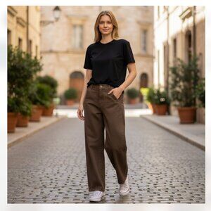 NWT Zara Jeans Denim The Tailored Barrel Pants Signature Brown Khaki  SZ-10